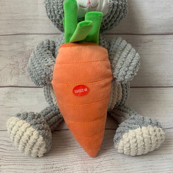 Patchwork Pet Bunny Rabbit and Carrot Dog Toy Crinkle Squeak Grunt Fetch 19"L - Picture 6 of 16